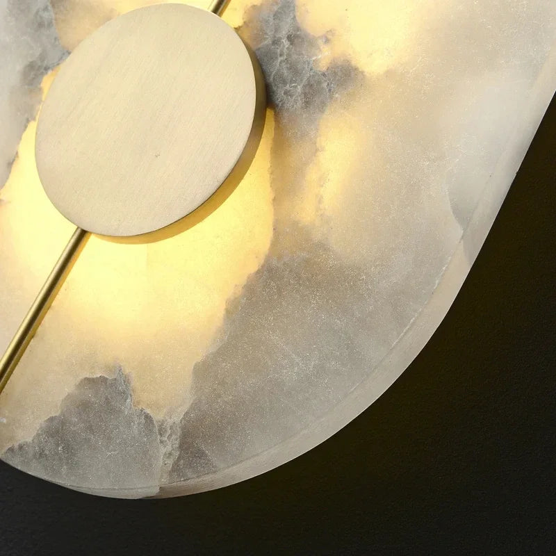 applique murale led en marbre et cuivre doré design nordique moderne - vue 6 sur 8