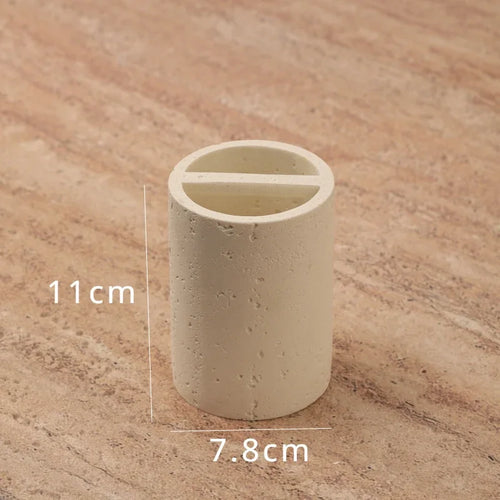 accessoires de salle de bain en grès pour rangement et décoration - vue 8 sur 12