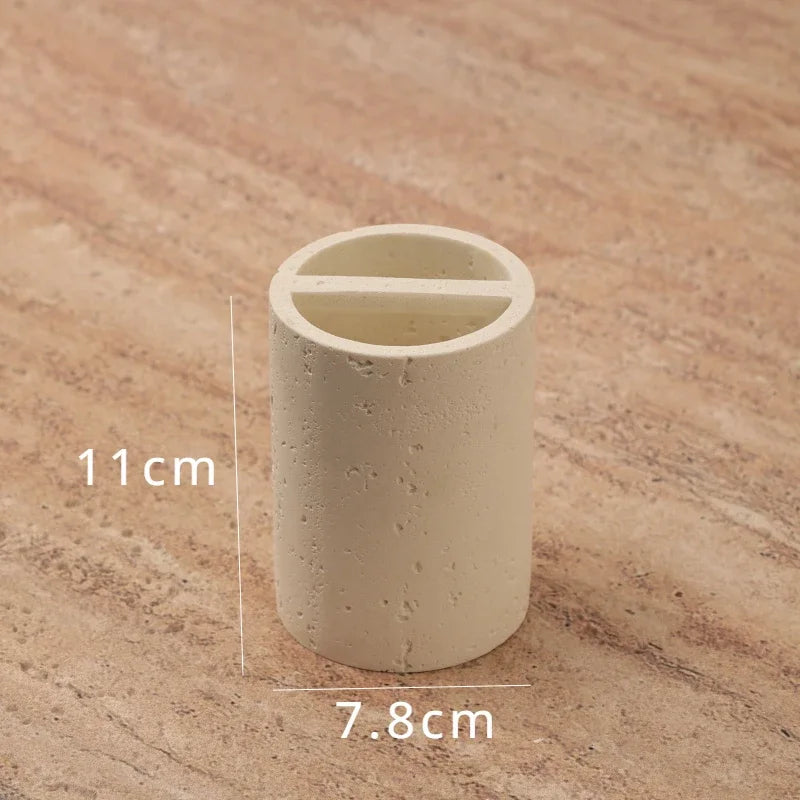 accessoires de salle de bain en grès pour rangement et décoration - vue 7 sur 12