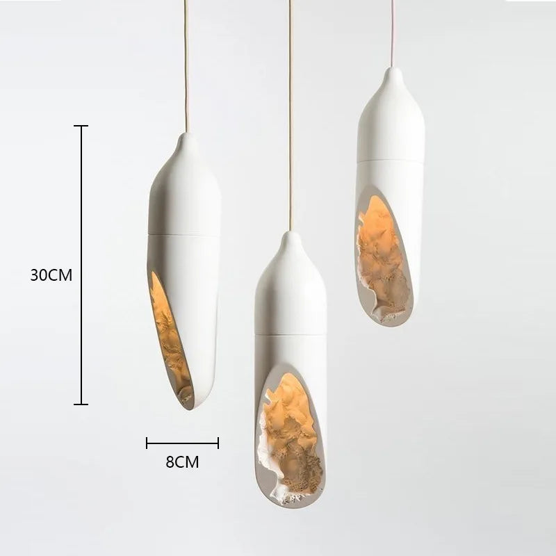 Janpanese Wabi Sabi suspension moderne créative plâtre suspension lampe Foyer cuisine chambre chevet abstrait blanc lustre - vue 5 sur 7