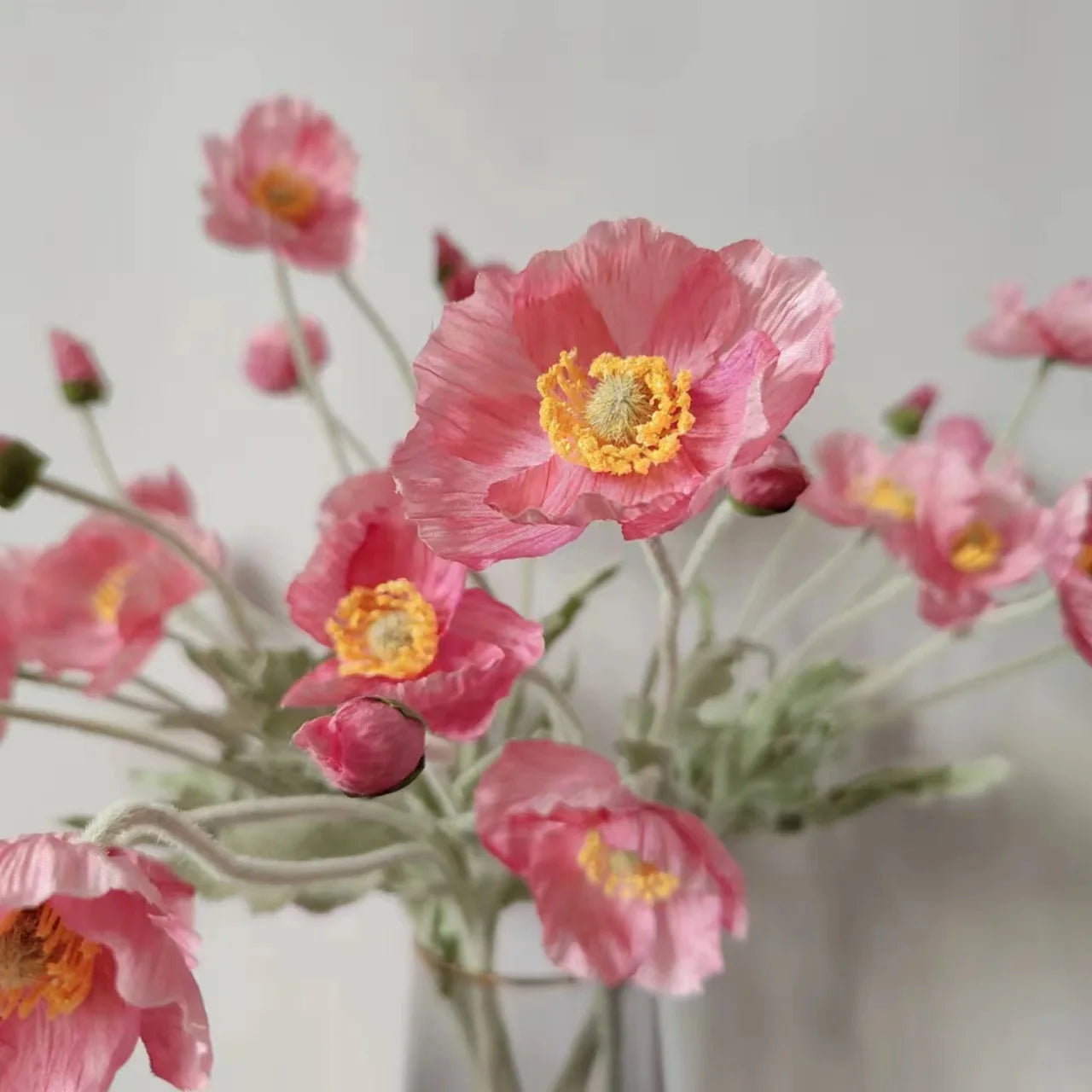 fausses fleurs de pavot en soie pour décorations de mariage et fêtes - vue 3 sur 29