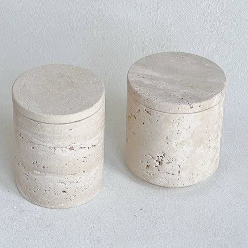 récipient en marbre wabi-sabi avec couvercle et boîte de rangement - vue 6 sur 7