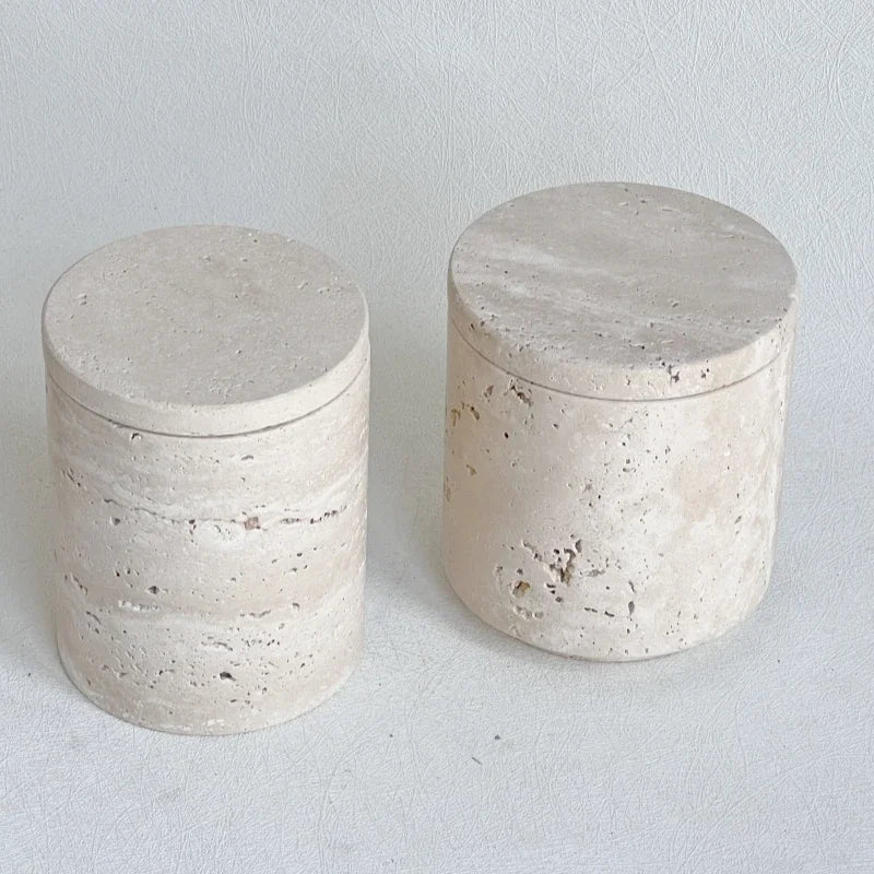 récipient en marbre wabi-sabi avec couvercle et boîte de rangement - vue 5 sur 7