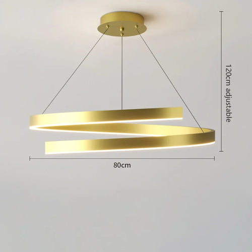 lustre à anneau simple moderne en fer doré avec éclairage LED intérieur - vue 12 sur 15