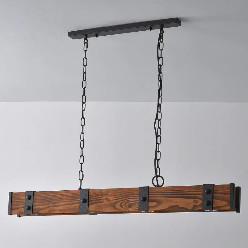 Style ancien américain Vintage grenier en bois suspension lampe salle à manger Bar Table magasin de vêtements industriel suspension Led éclairage - vue 5 sur 8