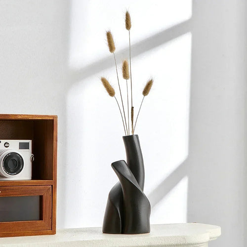 vase moderne en céramique givrée fait main pour fleurs séchées - vue 3 sur 8