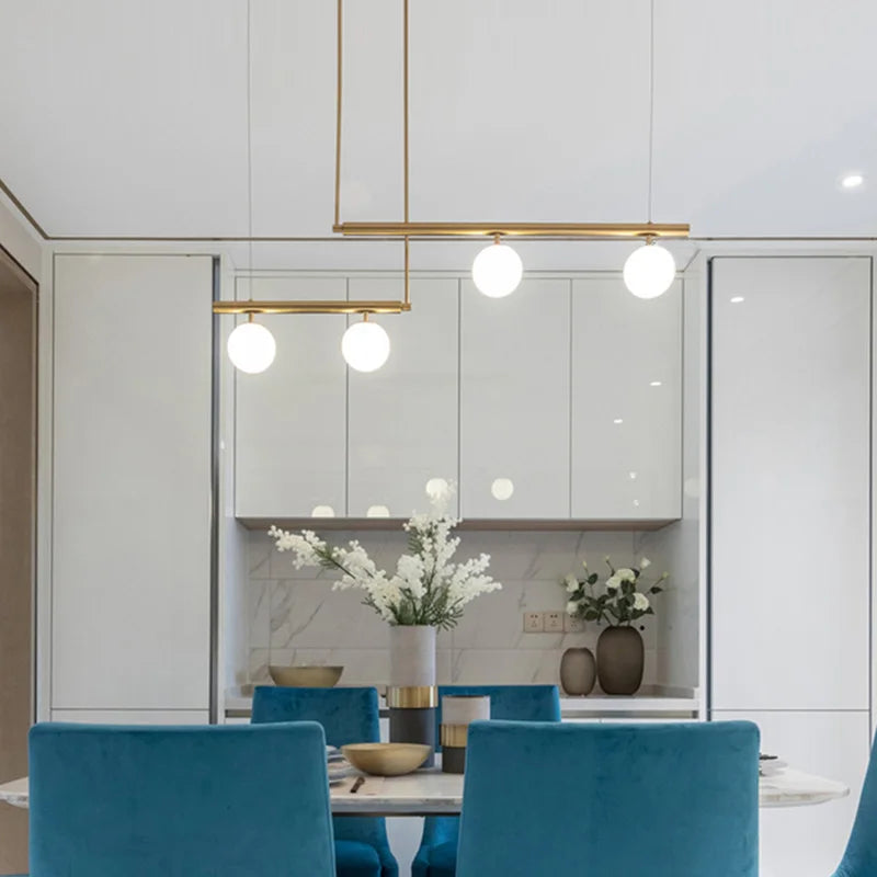 lustre design moderne abat-jour verre nordique éclairage bar luminaire suspendu - vue 3 sur 12