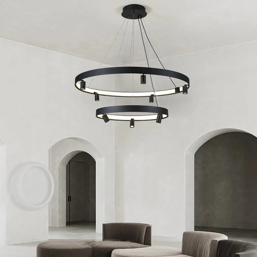 suspension LED en forme de cercle style nordique moderne - vue 5 sur 9