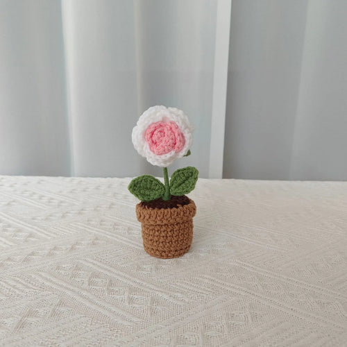 plante en pot tricotée à la main pour cadeau décoratif de saint valentin - vue 11 sur 19