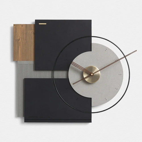 grande horloge murale silencieuse en noyer décoration moderne - vue 10 sur 10