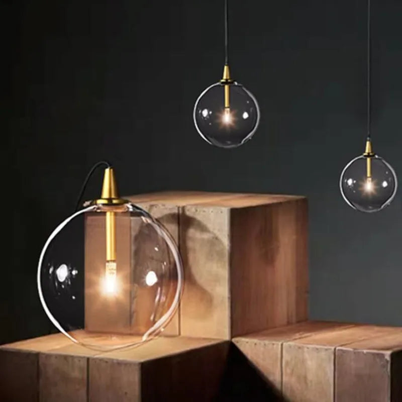 lustre en verre transparent design nordique pour décoration intérieure - vue 4 sur 10