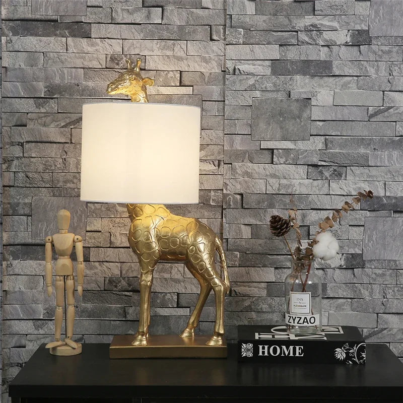 lampe de bureau design moderne girafe en résine éclairage créatif - vue 6 sur 8