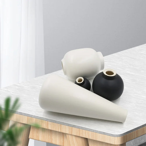 vase nordique en céramique émaillée décoration moderne géométrique - vue 2 sur 7