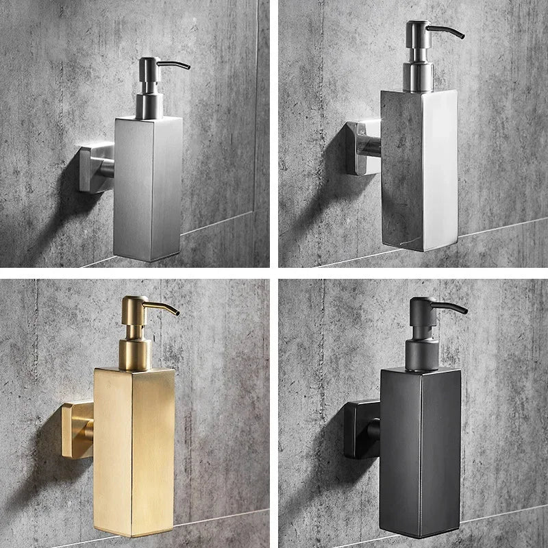 distributeur de savon mural en acier inoxydable 200 ml accessoires salle de bain - vue 3 sur 21
