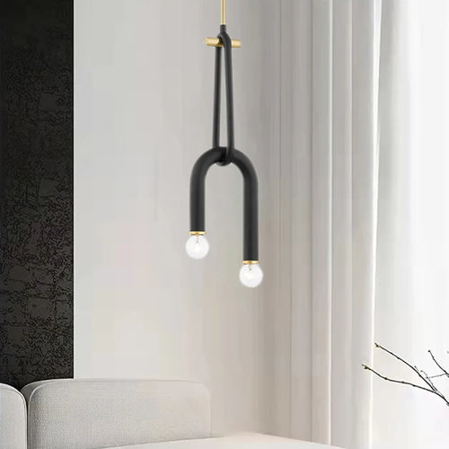 lustre créatif à 2 ampoules hauteur réglable en métal - vue 5 sur 8