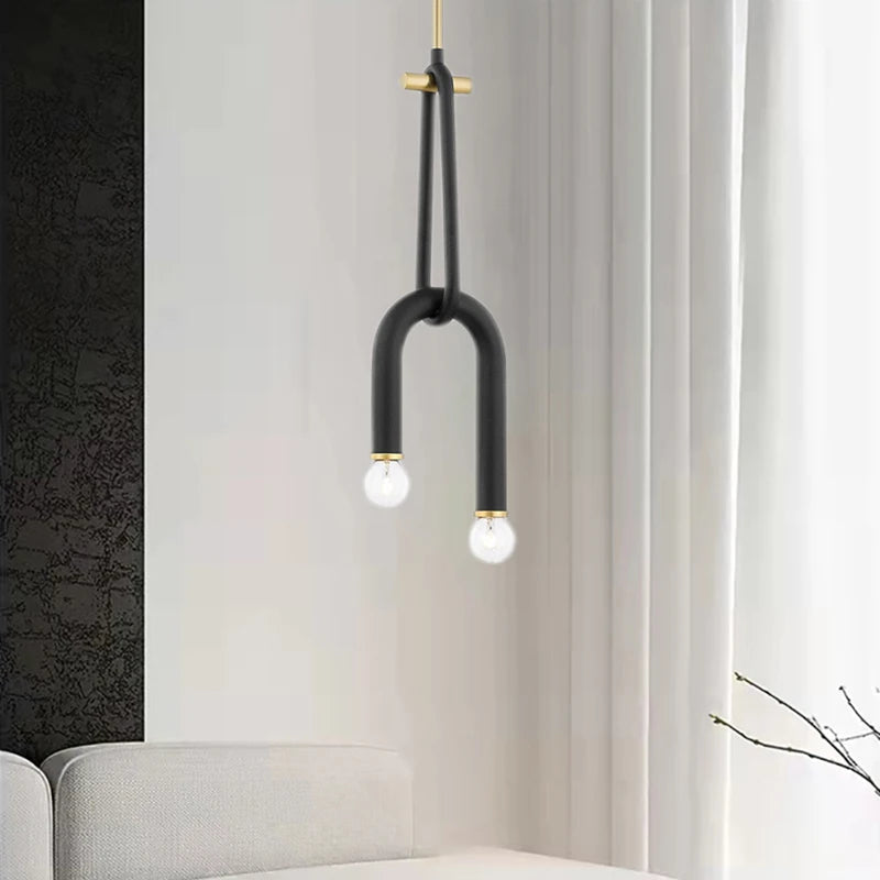 lustre créatif à 2 ampoules hauteur réglable en métal - vue 4 sur 8