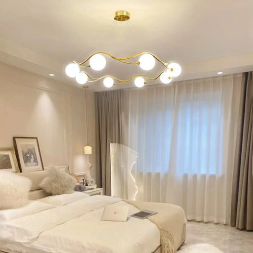 Luxe Or LED Lustre Maison Enfants Salon Salle à manger Chambre Restaurant Suspension Intérieur Lampes Décoratives - vue 3 sur 8