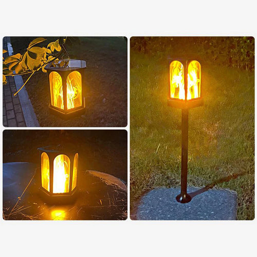 lampe torche solaire extérieure 96 led flamme vacillante étanche jardin - vue 6 sur 7