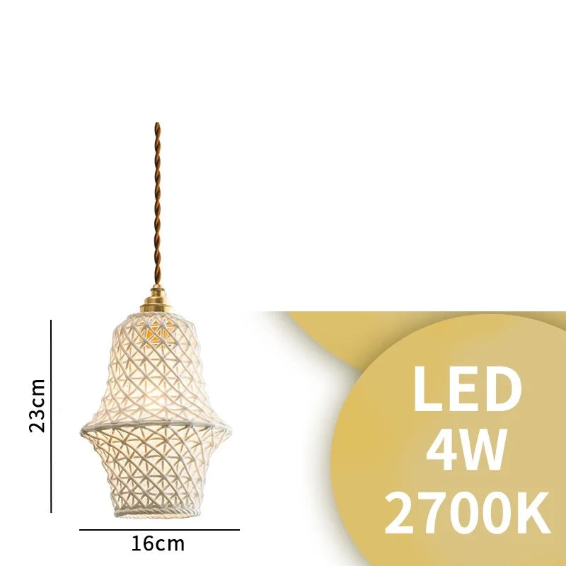 suspension LED blanc en céramique luminaires maison éclairage intérieur chambre salon à côté nordique moderne cuivre suspension lampe - vue 16 sur 23