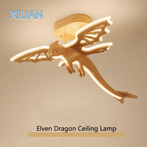 lustre dinosaure en bois pour chambre enfant et salle de jeux - vue 5 sur 7