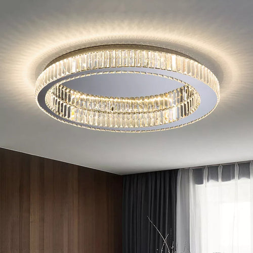 Plafonnier rond led cristal moderne simple - vue 10 sur 12