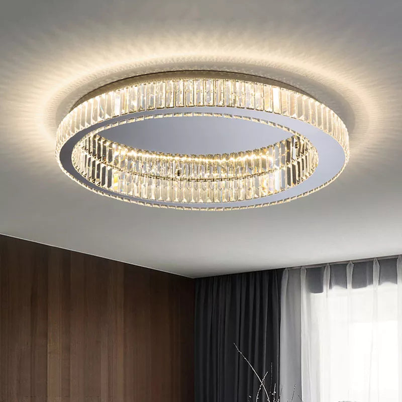 Plafonnier rond led cristal moderne simple - vue 10 sur 12