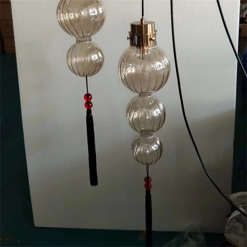 suspension en verre teinté style chinois pour décoration intérieure - vue 8 sur 15
