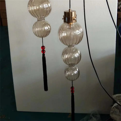 suspension en verre teinté style chinois pour décoration intérieure - vue 8 sur 15