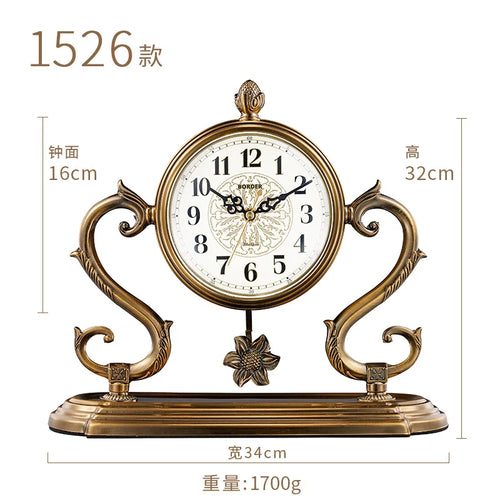 horloge de table européenne en métal plaqué cuivre élégant design luxe - vue 13 sur 18