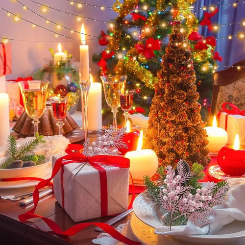 lot de 5 décorations de noël paillettes fleurs artificielles pour nouvel an 2025 - vue 8 sur 13