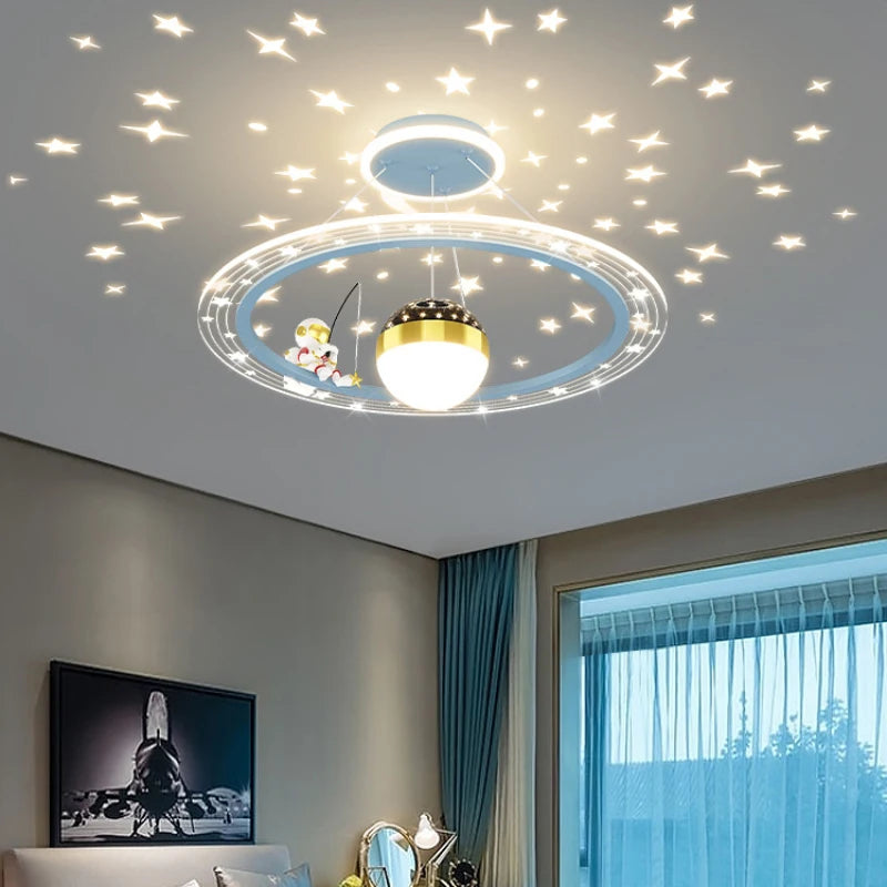 Lustre LED rond d'astronaute à gradation pour chambre d'enfant - vue 5 sur 12