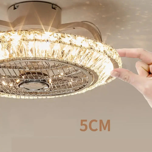 ventilateur de plafond en cristal moderne avec lumière et télécommande - vue 7 sur 7