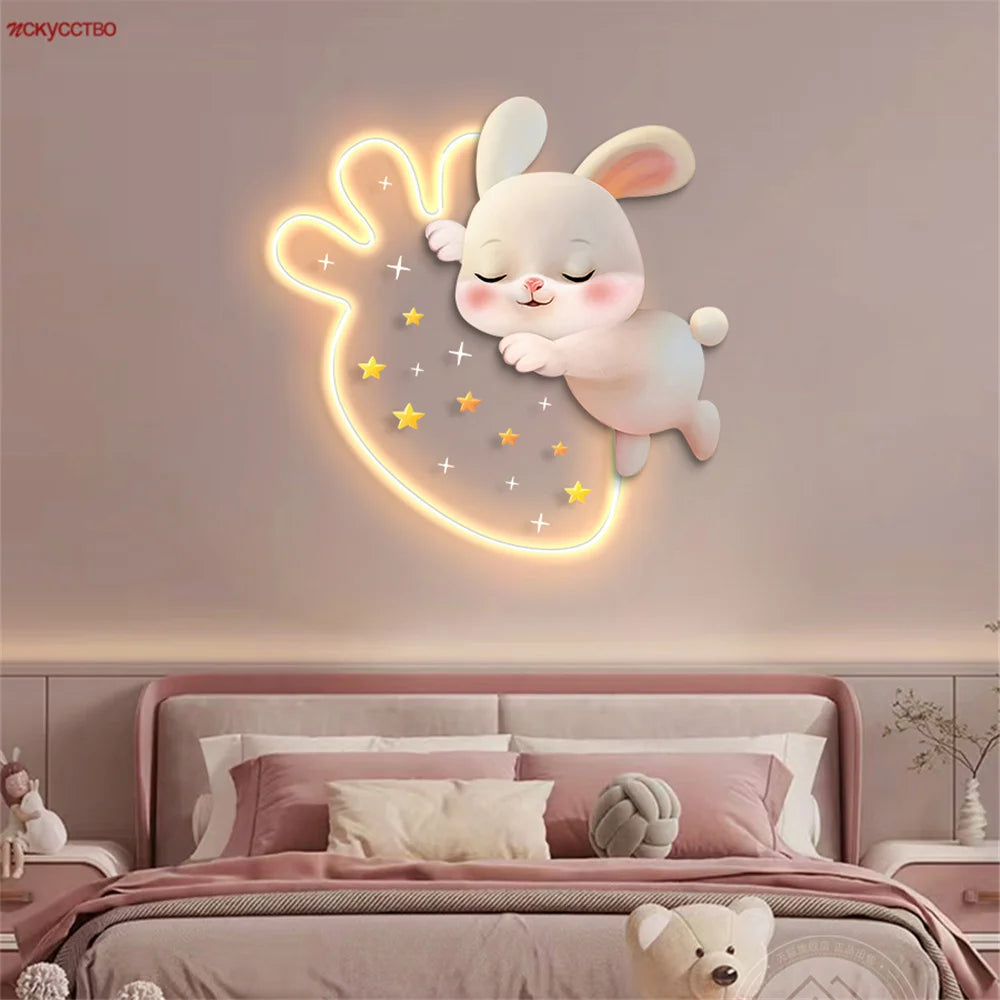 applique murale lapin aux fraises pour chambre d'enfant décorative - vue 1 sur 8