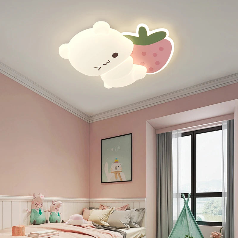 plafonnier led ours cartoon motif fruits pour enfants - vue 3 sur 12