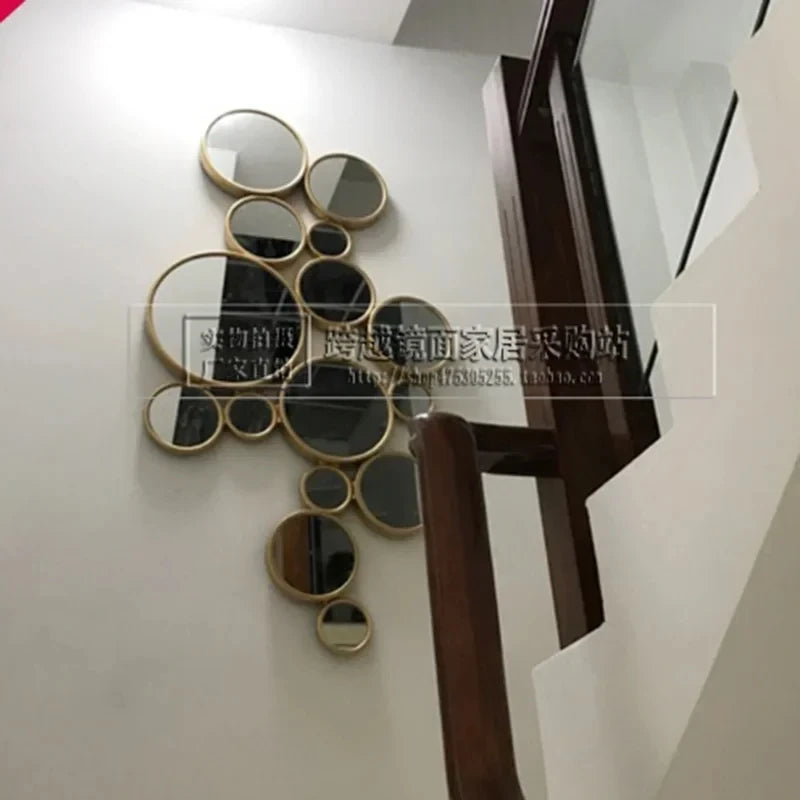 décoration murale en résine en forme de soleil avec miroir suspendu - vue 3 sur 7