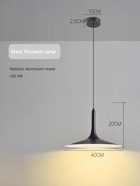 Suspension design LED conique arrondi Noir