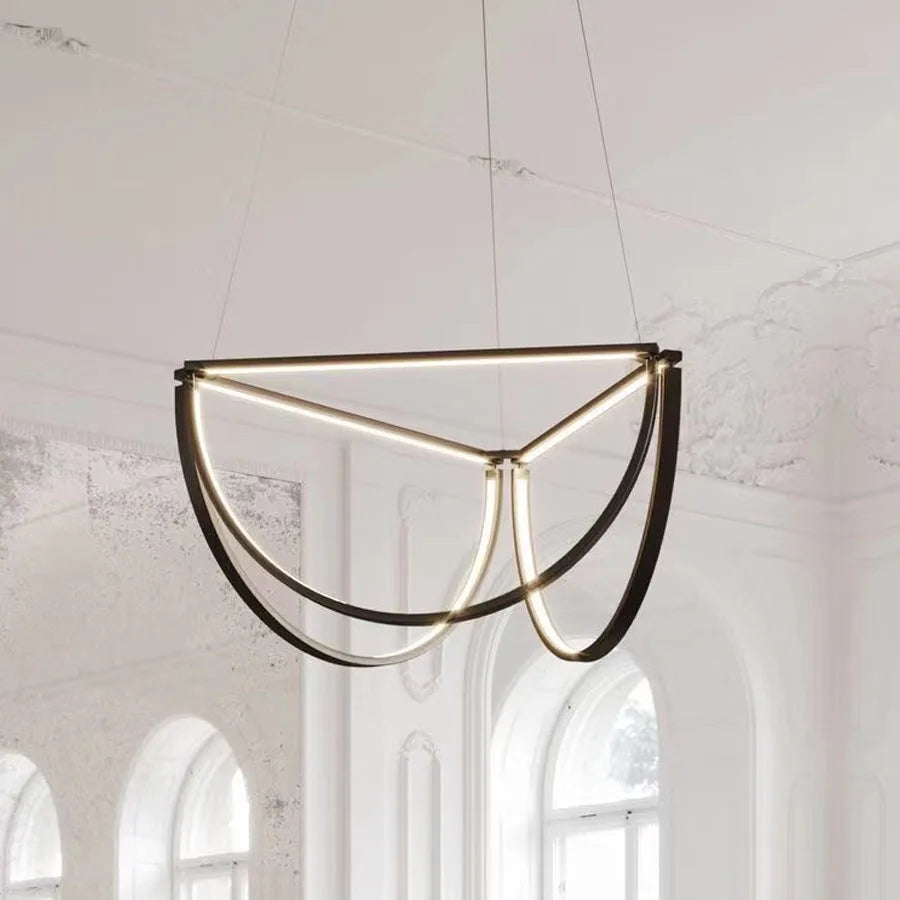 lustre géométrique à led design moderne éclairage intérieur tendance - vue 6 sur 11