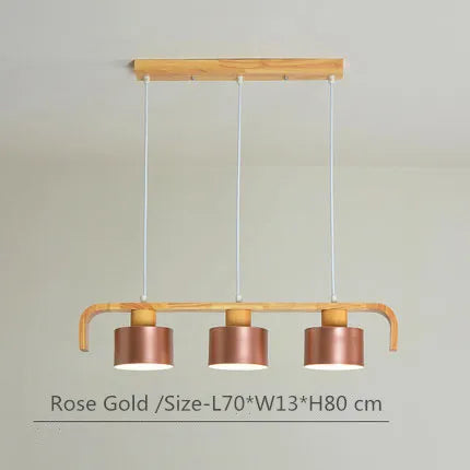 Suspension nordiques abat-jour en métal Led en bois décor à la maison lampe suspendue Restaurant café intérieur créativité lustres luminaires - vue 8 sur 16