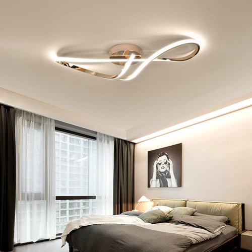 plafonnier led moderne luminaire intérieur placage chromé doré - vue 3 sur 10