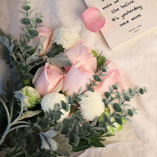 lot de 10 feuilles d'eucalyptus artificielles pour décoration et bouquets - vue 5 sur 8