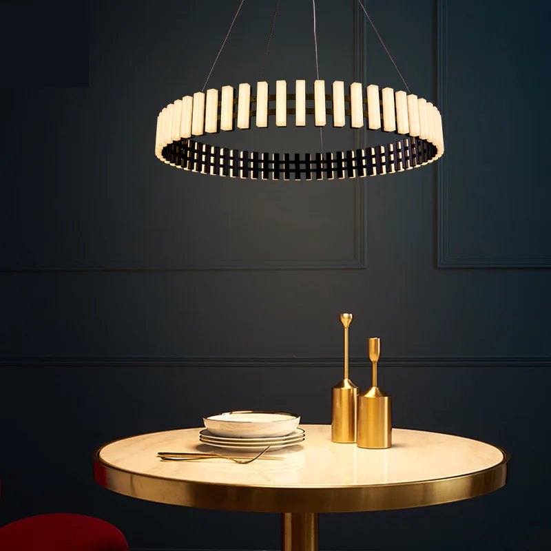 lustre à anneaux postmodernes duplex led design minimaliste intérieur - vue 5 sur 7