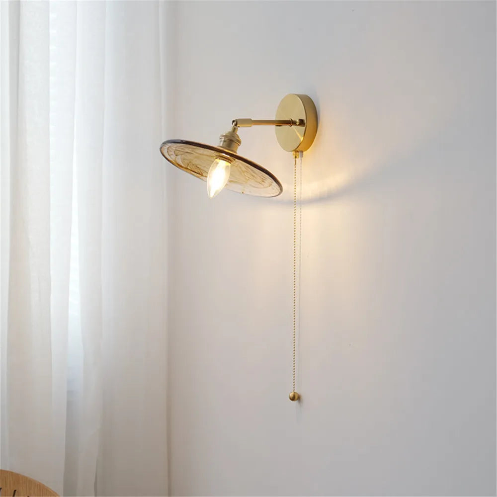 applique murale rotative rétro en verre cuivré avec interrupteur - vue 4 sur 8