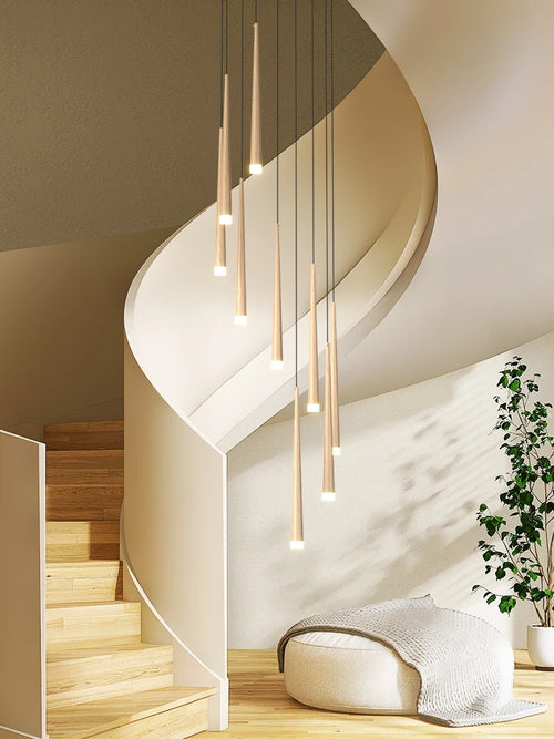 suspension led moderne pour escalier duplex nordique - vue 3 sur 12