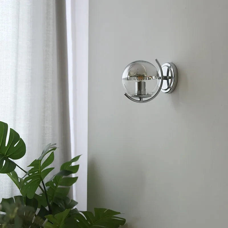 applique murale moderne minimaliste en argent à bulles en verre - vue 6 sur 7
