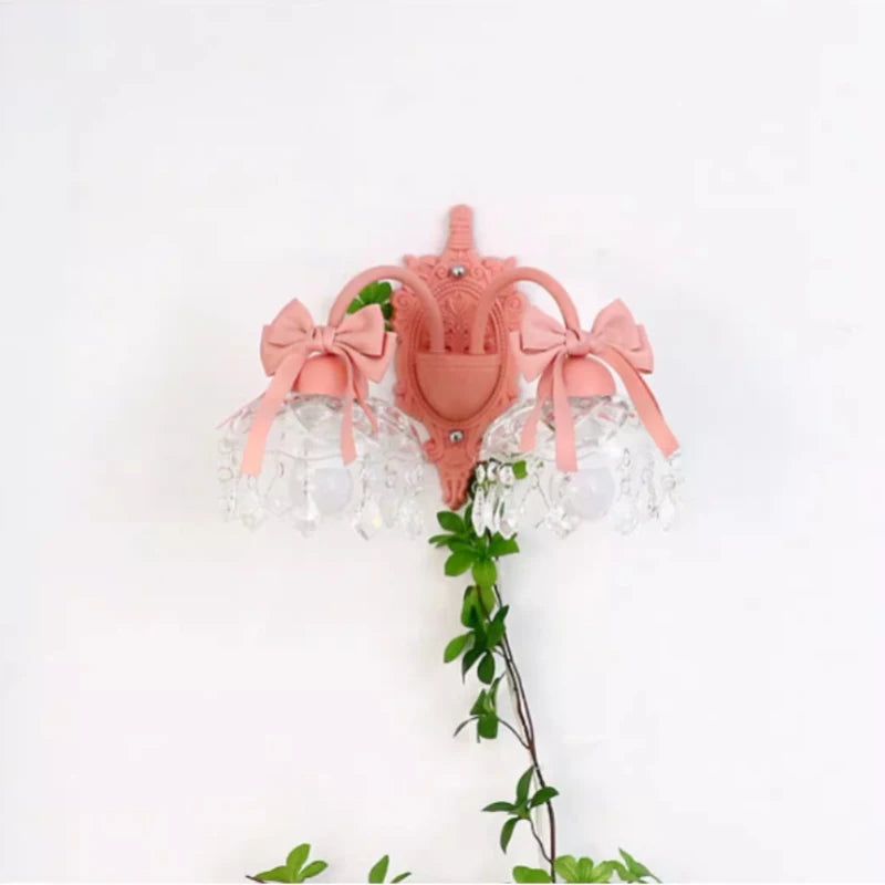 applique murale rose en verre cristal pour petite fille - vue 2 sur 7