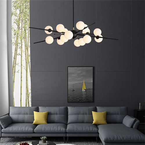 lustre bauhaus design boule de verre pour éclairage moderne - vue 6 sur 10