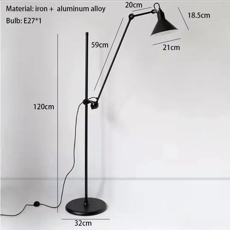 lampadaire vintage rotatif réglable pour éclairage intérieur décoratif