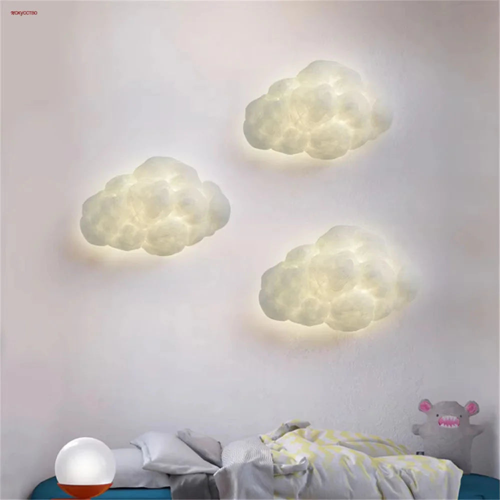 applique murale led nuage en imitation soie décorative pour enfants - vue 1 sur 14