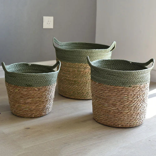 panier de rangement en paille pour décoration artisanale moderne - vue 2 sur 12
