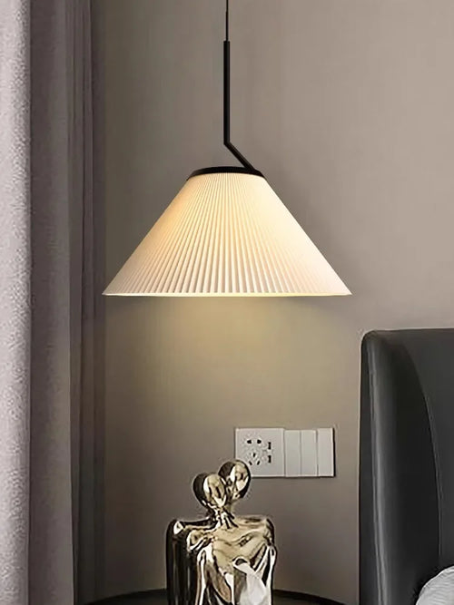 Nordique Plissé Crème PENDENTIF LED Lumière Pour Salon Cuisine Restaurant Lustre Loft Suspension Lustre Décoration de La Maison - vue 4 sur 7